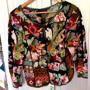 Peruvian Connection HandKnit Florette Cardigan.  Size S.  Was $389.